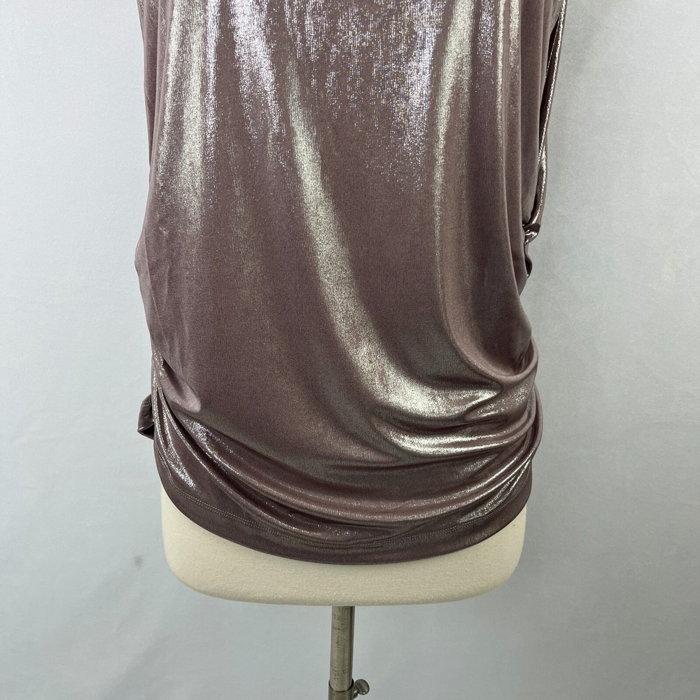 Maeve Mock-Neck Ruched Shine Tank Pink Mauve Vacation Party Top Womens XL - Picture 5 of 14
